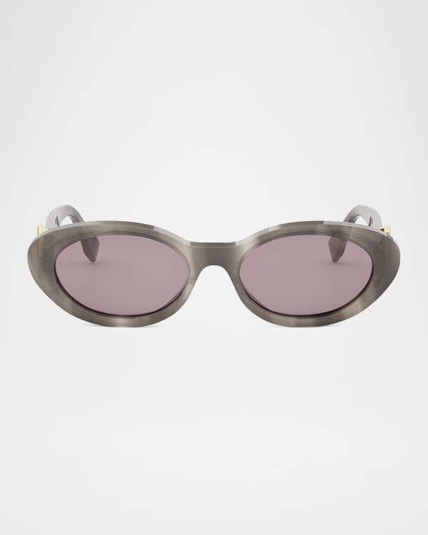 オッフェン　pointed-FRIN / BEIGE & BLACK Fendi Fendi Diamond Beige Acetate Oval Sunglasses | Neiman Marcus