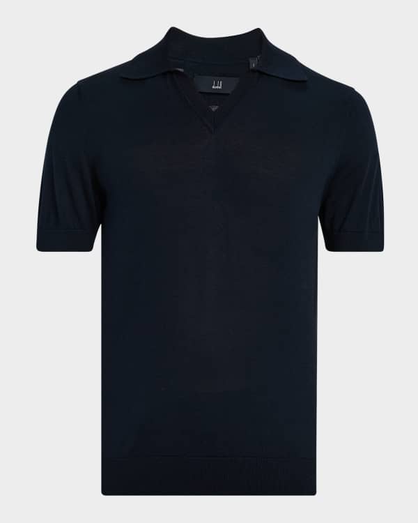 isaia lt blue cashmere silk polo