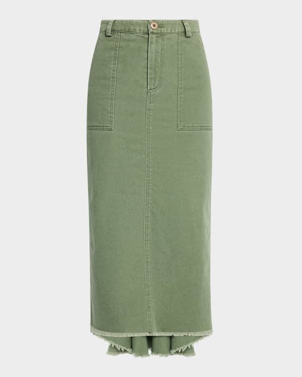 Ganni Leopard-Print Denim Maxi Skirt | Neiman Marcus
