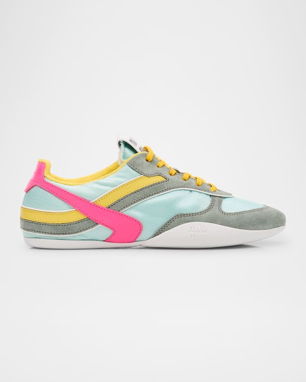 レイミア、シアン Miu Miu Metallic Leather Retro Runner Sneakers | Neiman Marcus