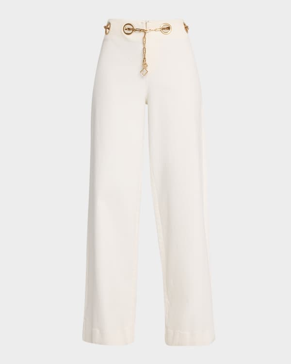 McQueen Satin Wide-Leg Trousers | Neiman Marcus