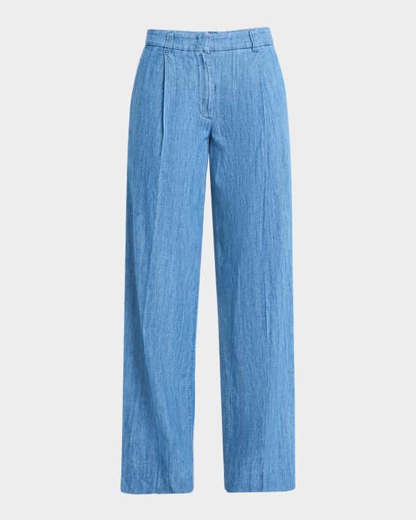 THE ROW Lanuit Mid-Rise Wide-Leg Pull-On Pants | Neiman Marcus THE ROW Lanuit Mid-Rise Wide-Leg Pull-On Pants | Neiman Marcus