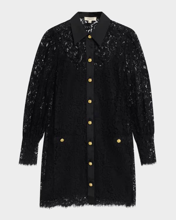 Lace-Inset Pleated Chiffon Midi Dress