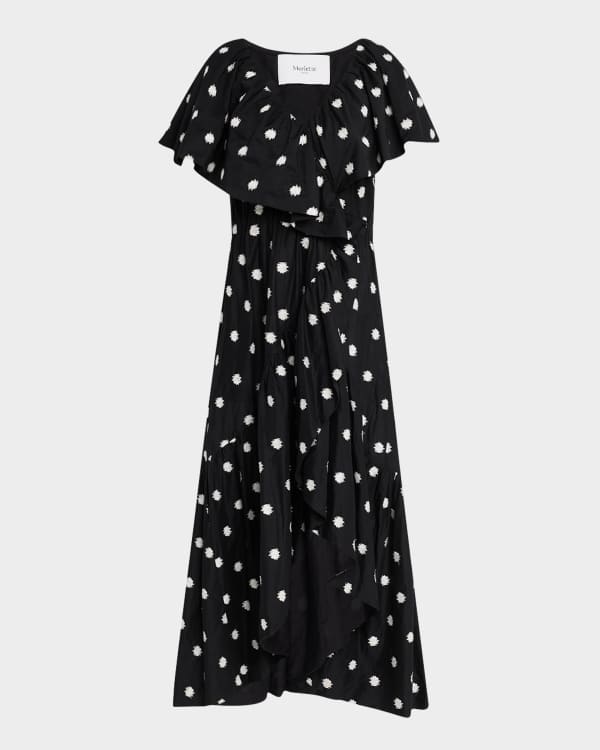 Merlette Crane Pleated Asymmetric Midi Shift Dress