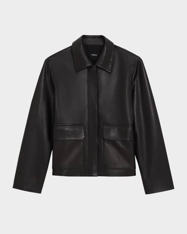 【送料無料ライン/39ショップ】 Jacket Leather Nappa Boxy Cropped Theory | Marcus Neiman ジャケット・アウター