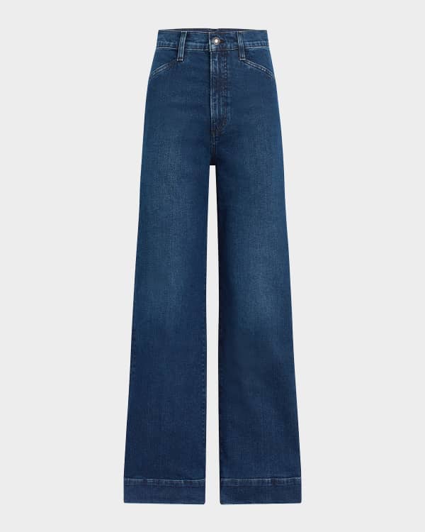 Jean Paul Gaultier High-Rise Topstiched Wide-Leg Denim Pants | Neiman Marcus