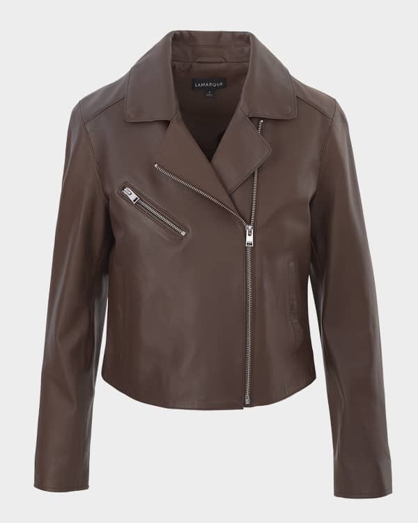 商品画像：Amazon.com: Women's Faux Leather Jacket Zip Up Cropped 4