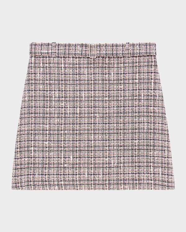 Theory Plush Tweed Virgin Wool Mini Skirt | Neiman Marcus 