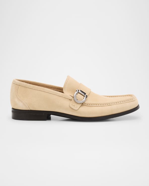 Ferragamo Men's Foster Gancini Suede Bit Loafers | Neiman Marcus