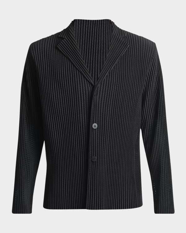 homme plisse マフラー　ブラック Homme Plisse Issey Miyake Men's Edge Pleated Sport Coat