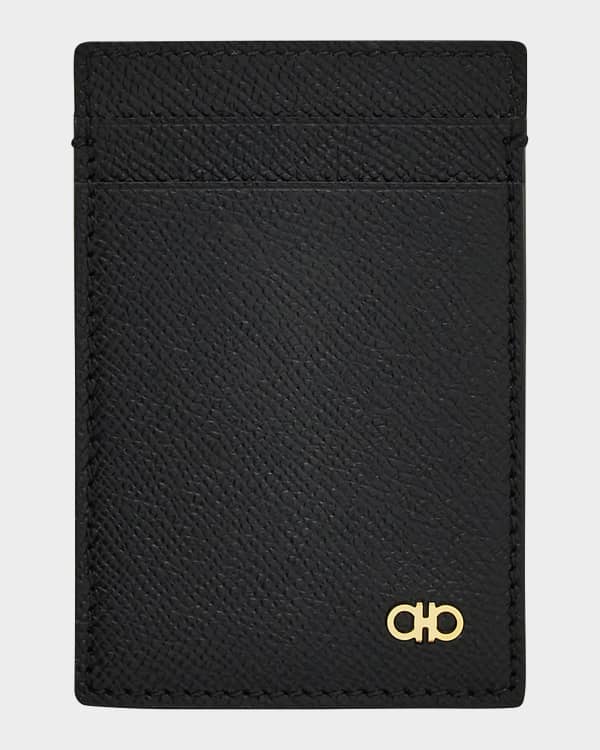 Ferragamo Men's Mini Embossed Leather Card Case with ID Window