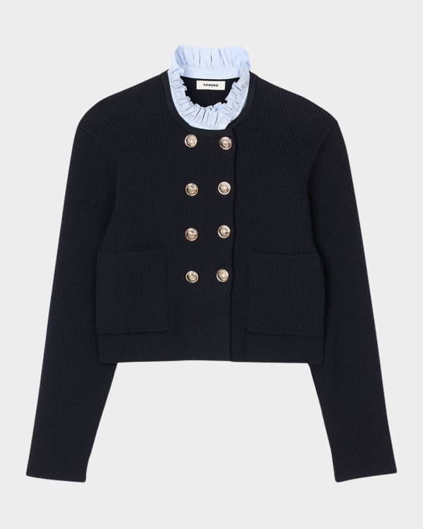 Sandro Gabrielle Embellished Rib-Knit Cardigan | Neiman Marcus