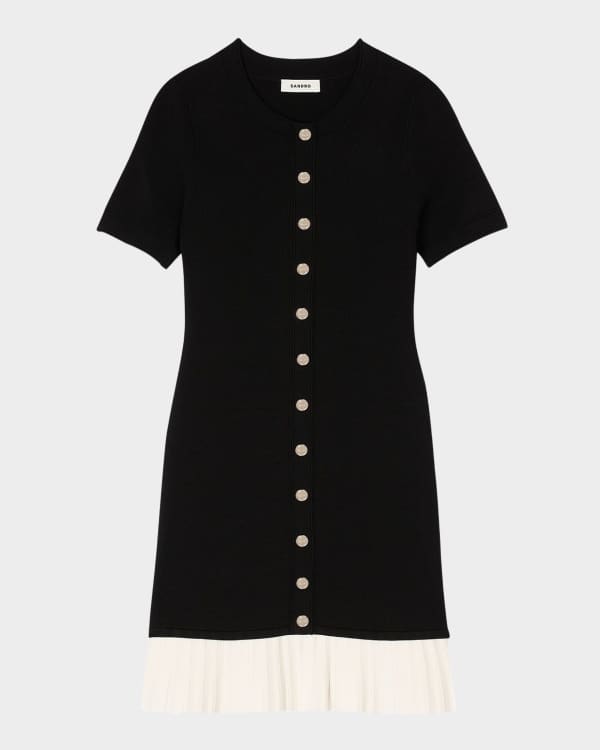 Maje Ridosa Two-in-One Shiny Tweed Mini Dress | Neiman Marcus