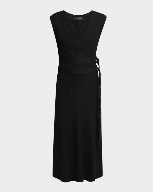 【ELIE SAAB】Gabardine Midi Dress Embroidered Gabardine Midi Dress – ELIE SAAB