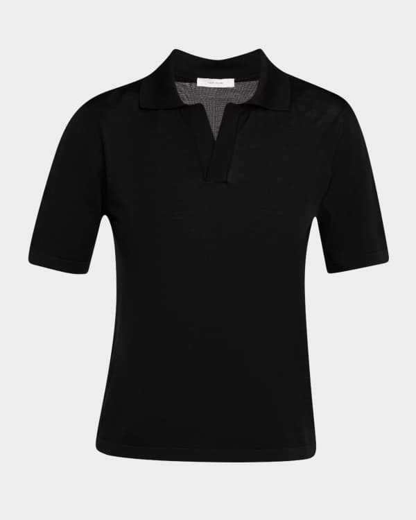 Tシャツ・カットソー Khaite 'Morgane' Top Khaite Morgane Short-Sleeve Crop Polo Top | Neiman Marcus