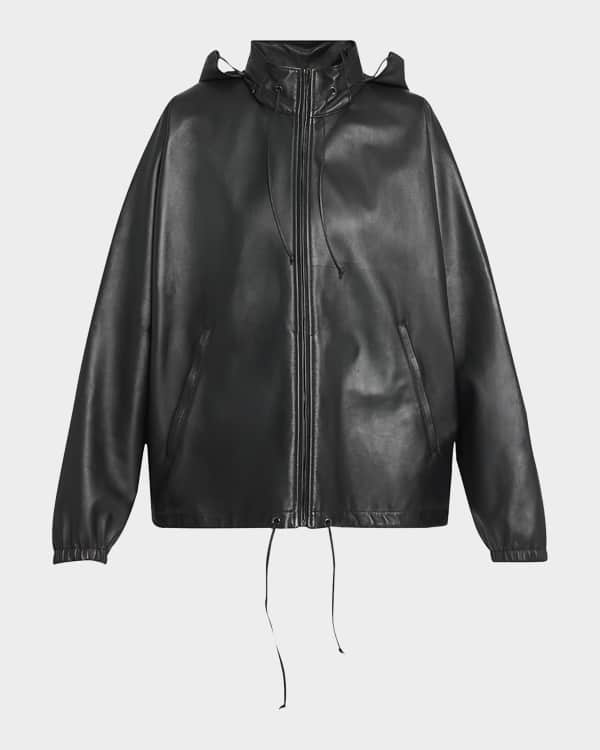 Loewe Leather Balloon Jacket with Zipper Detail | Neiman Marcus