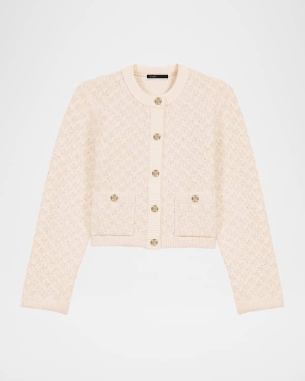 STAUD Craftsman Asymmetric Metallic Cardigan | Neiman Marcus