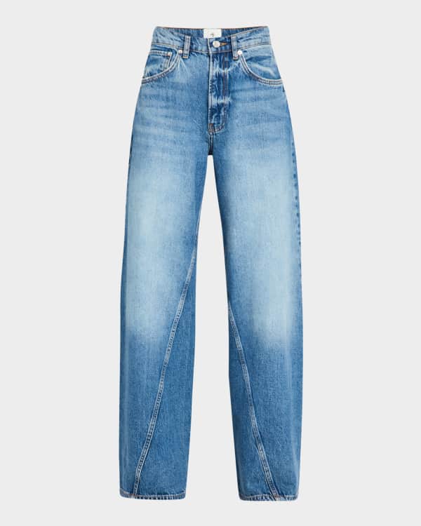 Jean Paul Gaultier Low-Rise Denim Fishtail Jeans | Neiman Marcus