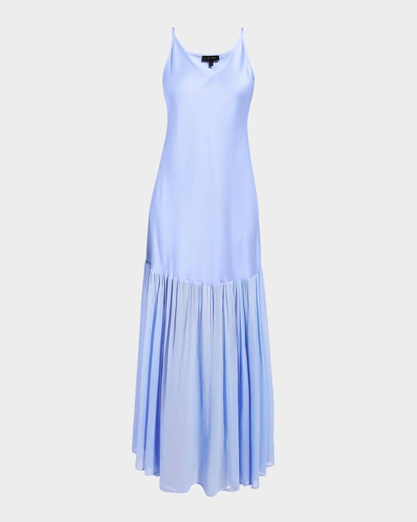 Ganni Crinkled Satin Off-The-Shoulder Maxi Dress | Neiman Marcus