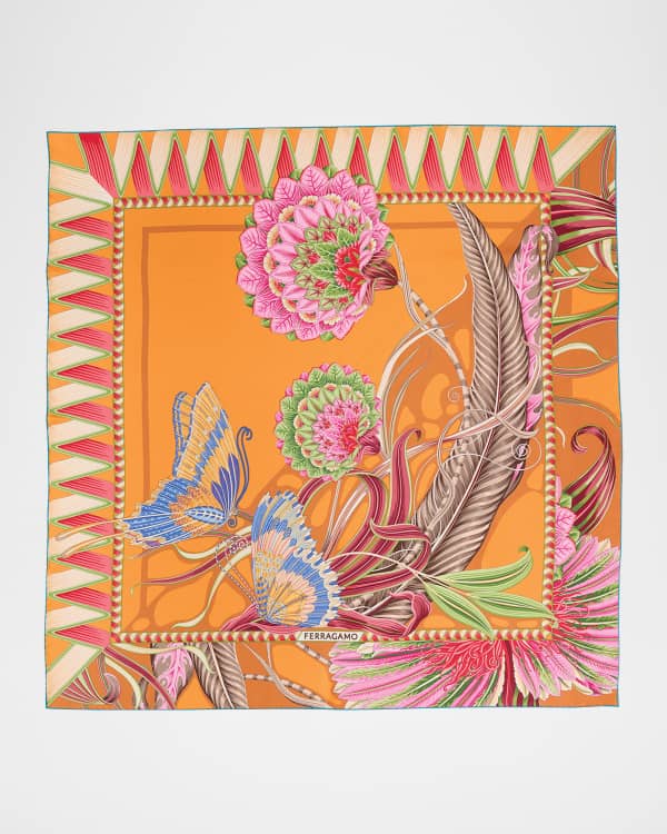 CASABLANCA Logo Tea Party Silk Twill Scarf | Neiman Marcus