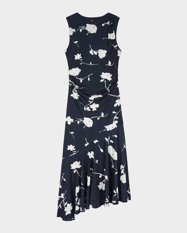 Rails Mona Mock-Neck Ruched Midi Dress | Neiman Marcus