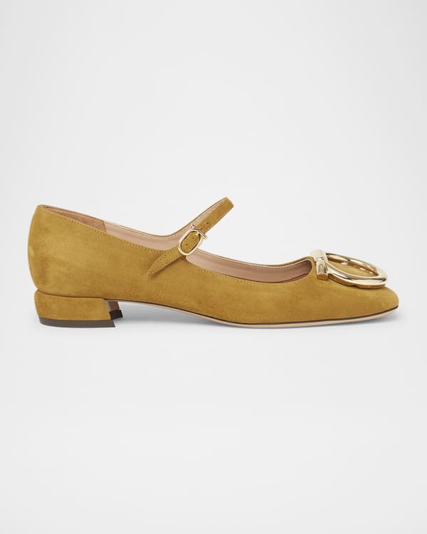 Prada Stuoia Raffia Dual Mary Jane Ballerina Flats | Neiman