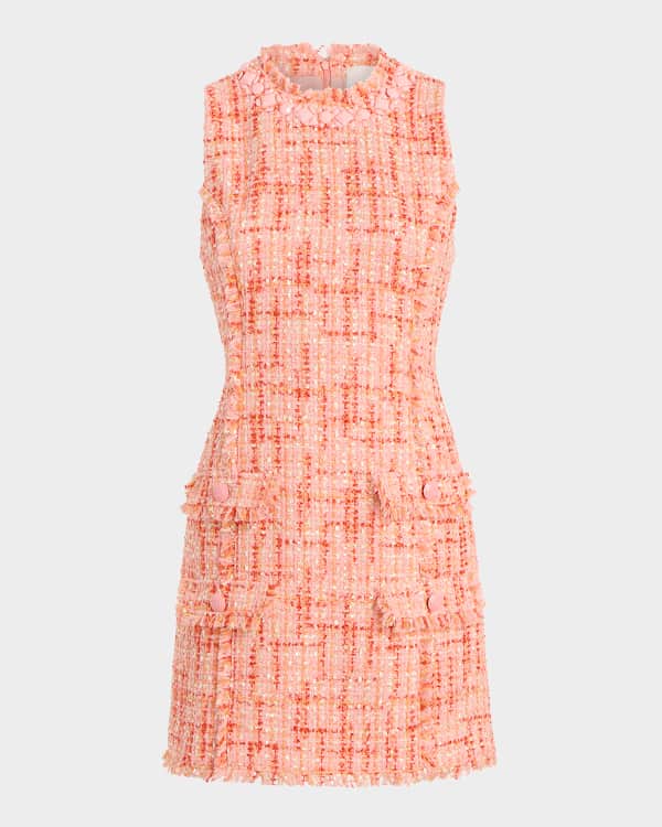Cinq a Sept Nova Faux Pearl Sleeveless Tweed Mini Dress