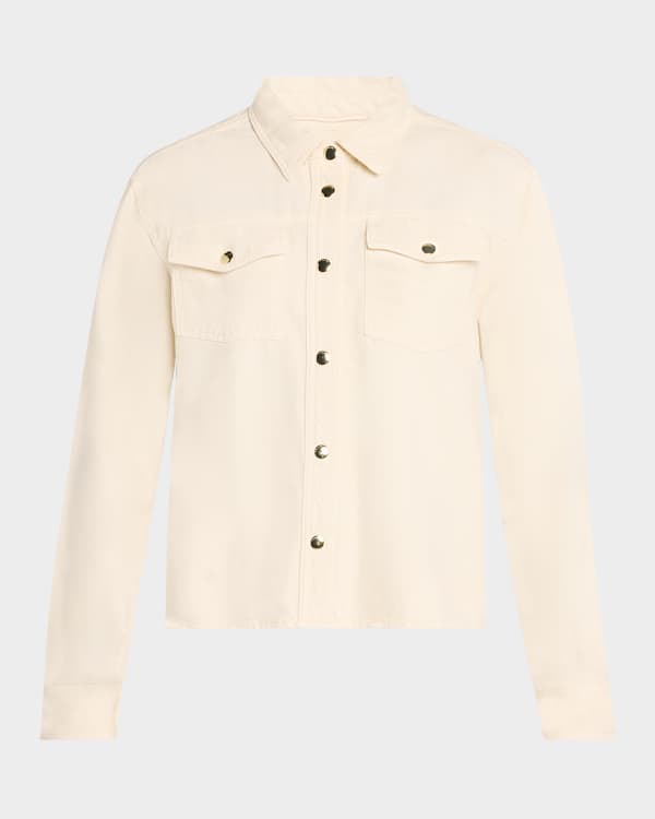 Theory Waverly Cotton Stripe Cropped Jacket | Neiman Marcus