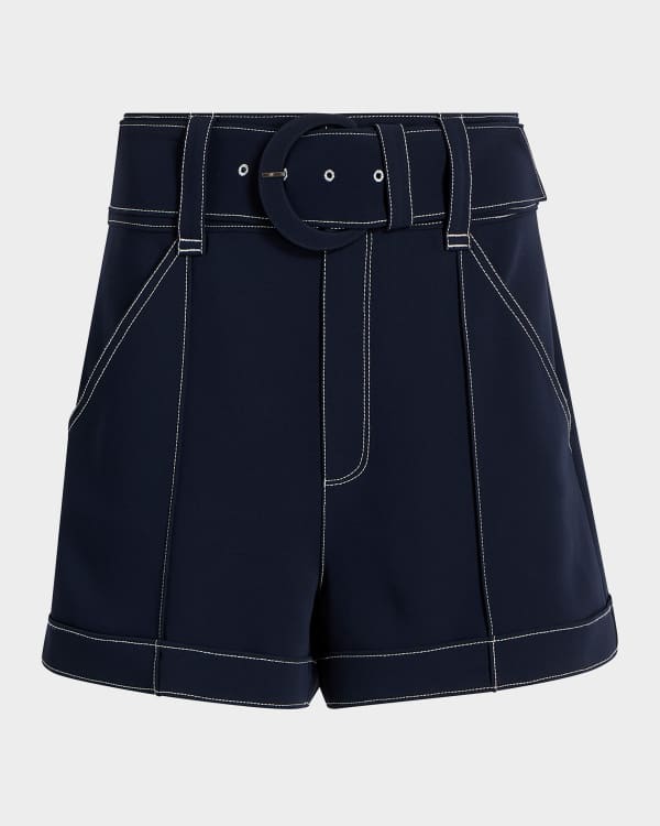 Alice + Olivia Richie Mid-Rise Vegan Leather Boxer Shorts