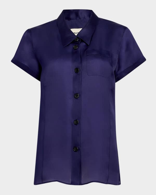 高品質の激安 Khaite Quico Balloon-Sleeve Oversized Silk Blouse | Neiman シャツ+ブラウス(長袖+七分)