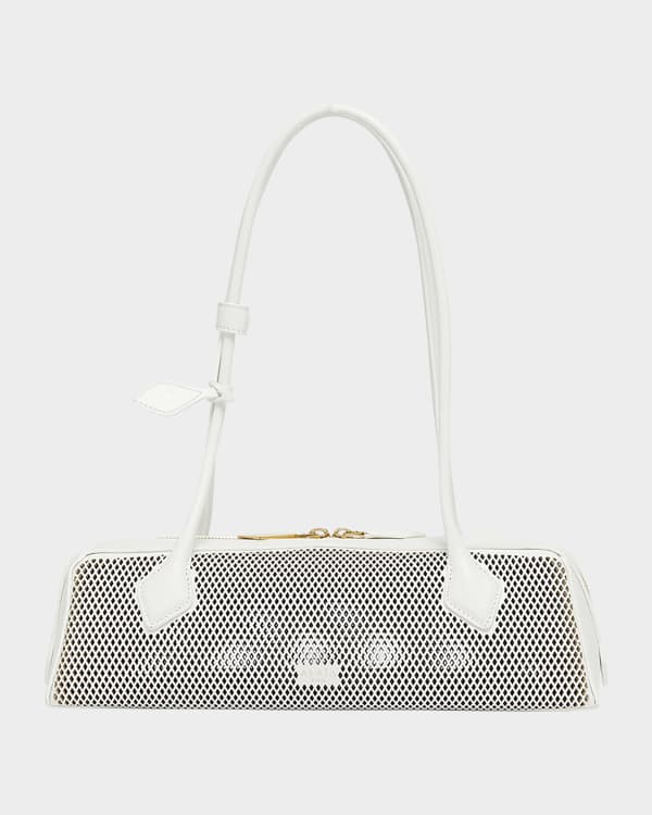 ALAIA Mina 25 Shoulder Bag in Paper Straw and Leather