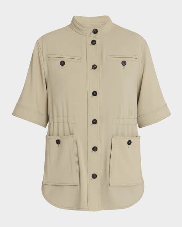 Loewe Cropped Zip Up Drawstring Balloon Jacket | Neiman Marcus