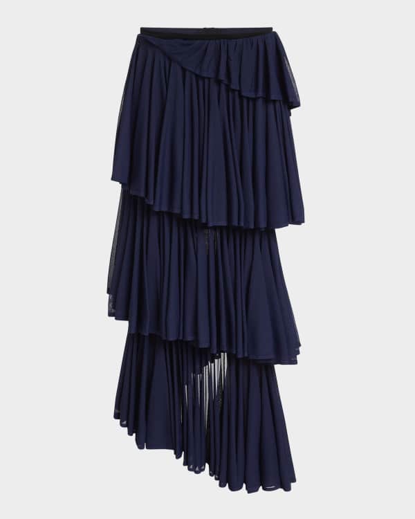 E.Stott Ellen Pleated High-Low Taffeta Midi Skirt | Neiman E.Stott Ellen Pleated High-Low Taffeta Midi Skirt | Neiman