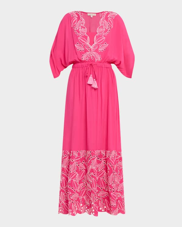 Farm Rio Pitanga One-Shoulder Embroidered Cutout Maxi Dress
