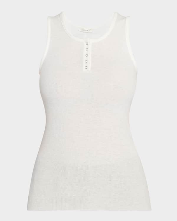 Tシャツ・カットソー BRUNELLO CUCINELLI RIBBED JERSEY TANK TOP WITH SHINY TAB Brunello Cucinelli Ribbed Cotton Jersey Tank Top with Monili