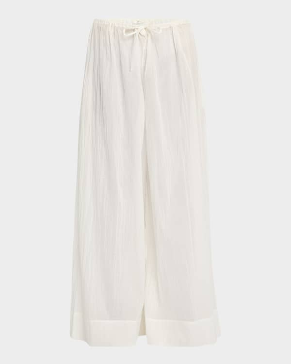 Loewe Barrel Pleated Wide-Leg Ankle Trousers | Neiman Marcus