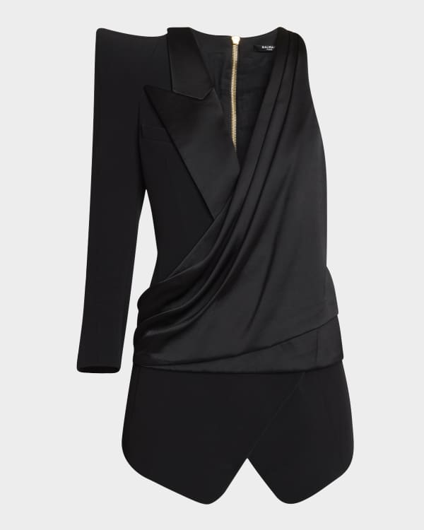 Courreges Square-Neck Satin Top | Neiman Marcus