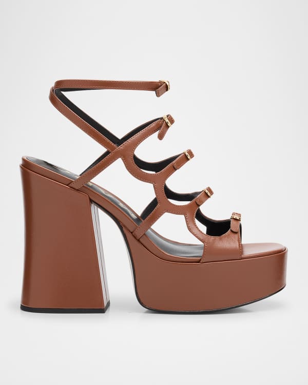 Marc Jacobs Kiki Metallic Buckles Platform Sandals | Neiman