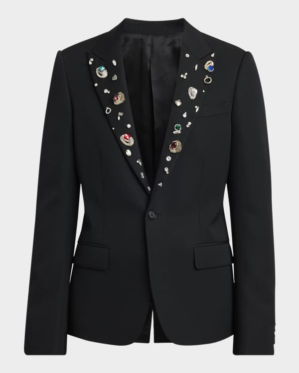 McQueen Men's Embroidered Stardust Tuxedo Jacket | Neiman Marcus McQueen Men's Embroidered Stardust Tuxedo Jacket | Neiman Marcus