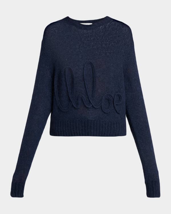 Chloe Striped Crewneck Rib Knit Cotton Top | Neiman Marcus