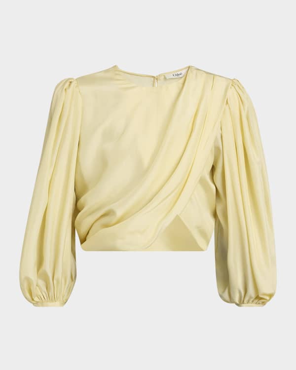 【Victoria Beckham】フルイドドレープジャージートップ Victoria Beckham Striped Bib-Front Crop Tux Shirt | Neiman
