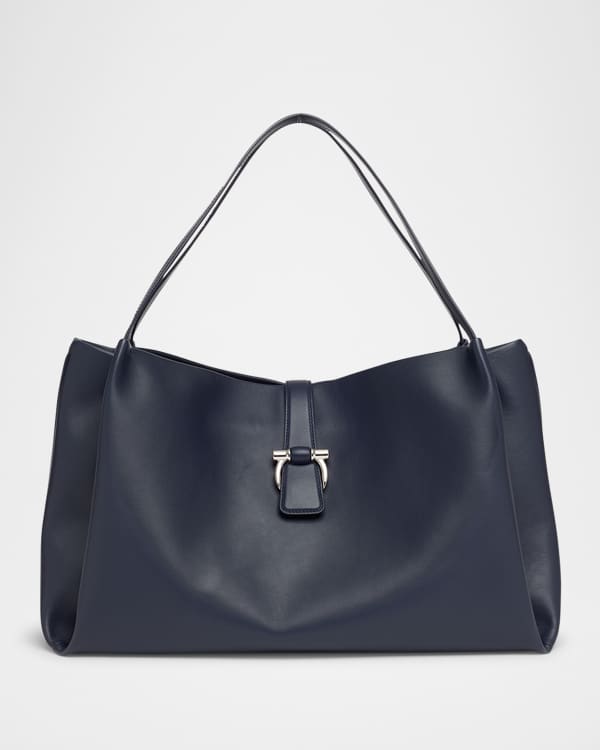 Ferragamo Trifolio Gancio Square Leather Tote Bag | Neiman