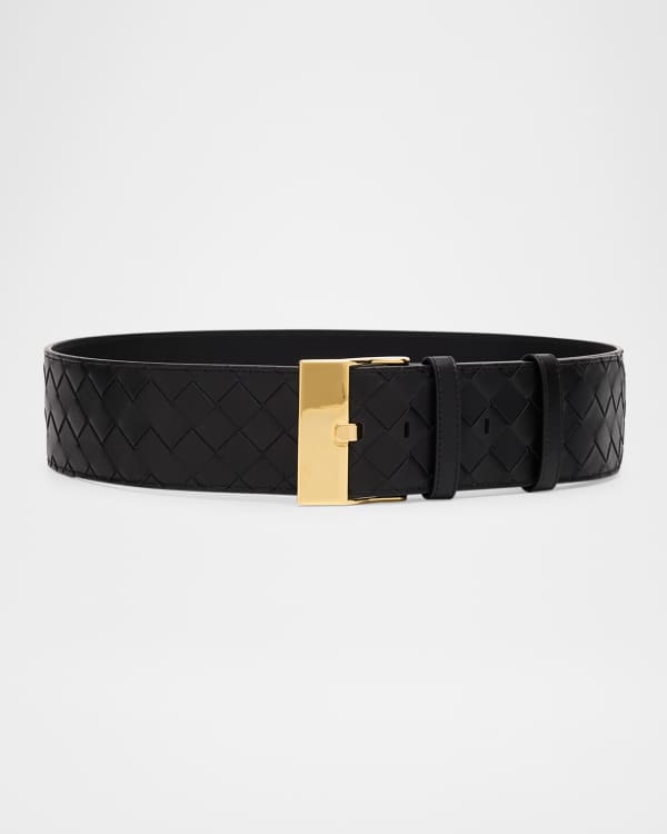 【関税込み】Bottega Veneta ブラック Abstract ベルト Bottega Veneta Abstract Buckled Leather Belt | Neiman Marcus