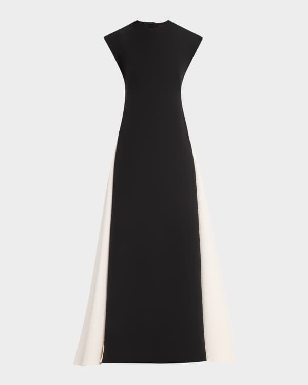 Ralph Lauren Sheer-Sleeve Jersey Column Maxi Dress | Neiman Marcus