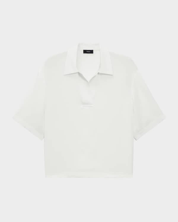 Theory Neo Bering Contrast Wool-Blend Short-Sleeve Polo