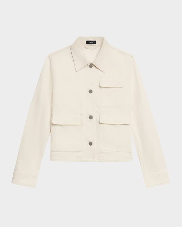 Theory Crop Zip Hooded Wool Cashmere Jacket | Neiman Marcus 