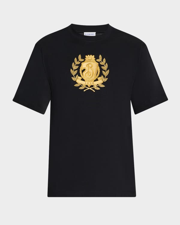 Burberry Men's Rose-Print T-Shirt with Logo Cuff | Neiman Marcus