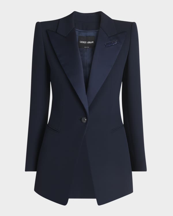 Giorgio Armani Linen Silk Single-Button Blazer Jacket