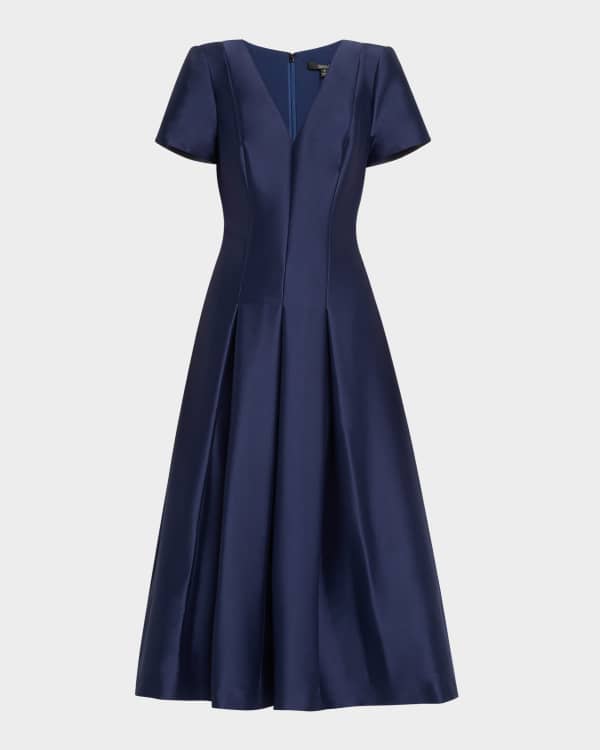 Talbot Runhof Mikado Jacquard 3/4-Sleeve Fit-&-Flare Midi Talbot Runhof Mikado Jacquard 3/4-Sleeve Fit-&-Flare Midi