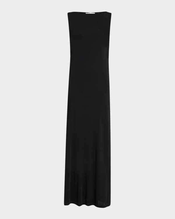 Toteme T-Strap Plunging Satin-Back Crepe Maxi Dress | Neiman